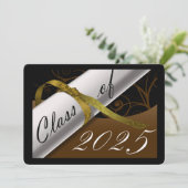 Braun- und Gold-Graduierungspartei Einladung (Stehend Vorderseite)