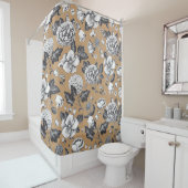 Braun und Grau Vintage Blumenmuster Duschvorhang (Beispiel)