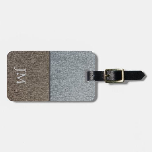 Braun- und Graulederstruktur Kundendesign Gepäckanhänger (Vorderseite horizontal)