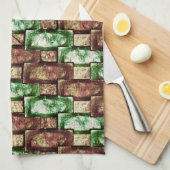 Braun und grün, gepunktet, rechteckige Stücke gesc Geschirrtuch (Viertel Falte)