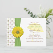 Braun und grün Polka Dots Kinderdusche Einladung (Stehend Vorderseite)