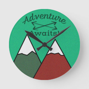 Braun und grüne Gebirgsdesign erwartet Sie Runde Wanduhr