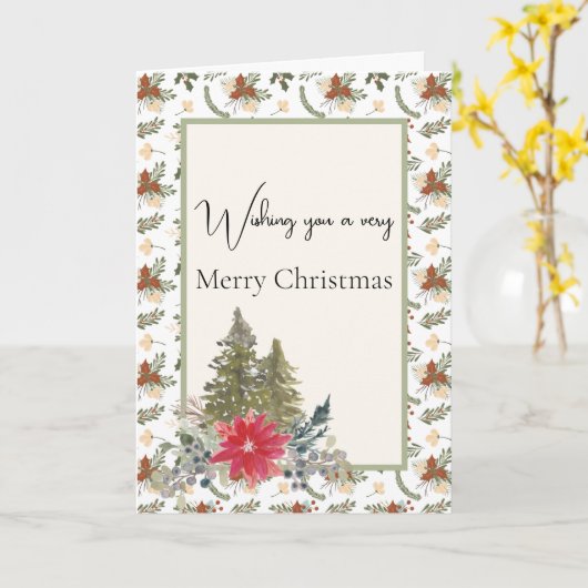 Braun und grüner Weihnachtsbaum Karte (Gelbe Blume)