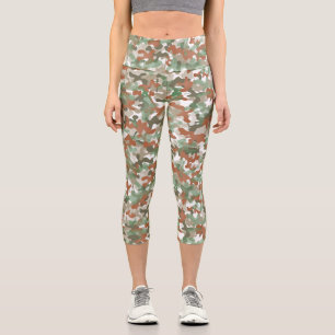 Braun- und grünes Tarnmuster in Erdtönen Capri Leggings
