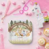 Braun- und Grünholztiere Kinderdusche Pappteller (Party)