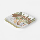 Braun- und Grünholztiere Kinderdusche Pappteller (Gewinkelt)