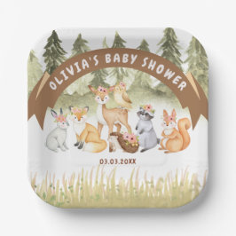 Braun- und Grünholztiere Kinderdusche Pappteller