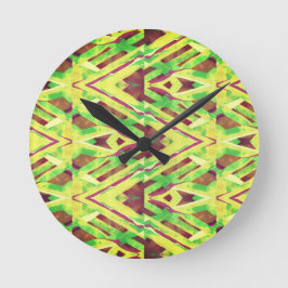 Braun- und Grünmuster Runde Wanduhr