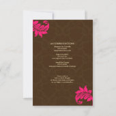 Braun-und Hot-Pink-Damask-Hochzeitskarte Einladung (Rückseite)