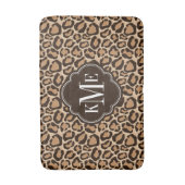 Braun und Leopard Print Custom Monogram Badematte (Vorderseite Vertikal)