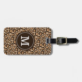 Braun und Leopard Print Custom Monogram Gepäckanhänger (Vorderseite horizontal)