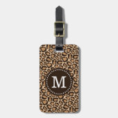 Braun und Leopard Print Custom Monogram Gepäckanhänger (Vorderseite vertikal)