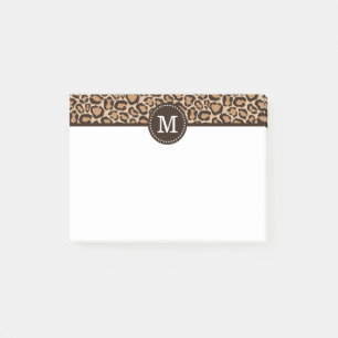 Braun und Leopard Print Custom Monogram Post-it Klebezettel