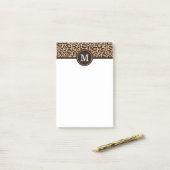 Braun und Leopard Print Custom Monogram Post-it Klebezettel (Auf Schreibtisch)