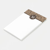 Braun und Leopard Print Custom Monogram Post-it Klebezettel (angewinkelt)