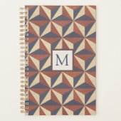 Braun und Navy stilvoll geometrisch monogrammiert Planer (Vorderseite)