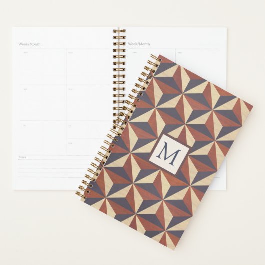Braun und Navy stilvoll geometrisch monogrammiert Planer (Anzeige)
