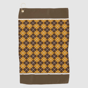 Braun und Orange Argyle Golfhandtuch