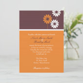 Braun und Orange Daisy Einladung zur Hochzeit (Stehend Vorderseite)