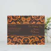 Braun und Orange Damask Hochzeitsprogramm (Stehend Vorderseite)
