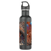 Braun und orange Moderne Kunst Edelstahlflasche (Rückseite)