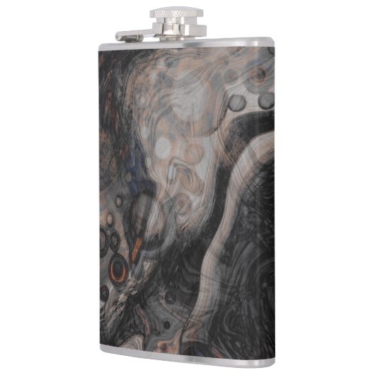 Braun und orange Moderne Kunst Flachmann (Links)