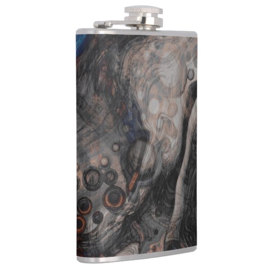 Braun und orange Moderne Kunst Flachmann (Rechts)