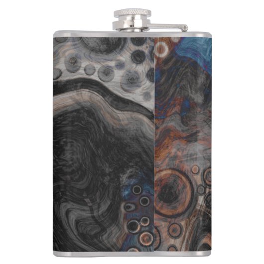 Braun und orange Moderne Kunst Flachmann (Rückseite)