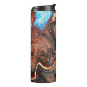 Braun und orange Moderne Kunst Thermosbecher (Nach links gedreht)