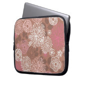 Braun- und rosa Blumenmuster Laptopschutzhülle (Vorderseite Links)