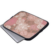Braun- und rosa Blumenmuster Laptopschutzhülle (Vorne Knopf)