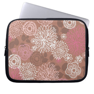 Braun- und rosa Blumenmuster Laptopschutzhülle