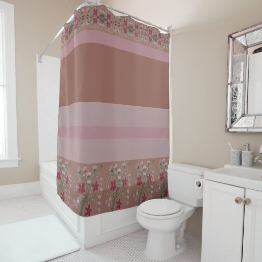 Braun und Rosa mit Blumenmuster Duschvorhang (Beispiel)