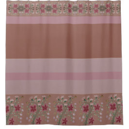 Braun und Rosa mit Blumenmuster Duschvorhang