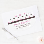 Braun und Rosa: Polka Dot Address Sticker (Umschlag)