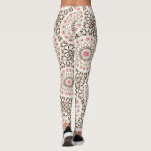 Braun und Rosen Rosa Mandala Muster Leggings (Rückseite)
