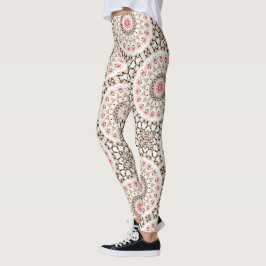 Braun und Rosen Rosa Mandala Muster Leggings