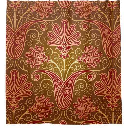 Braun- und Rotwolkenmuster Duschvorhang (Vorderseite)