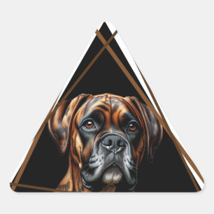 Braun und Schwarz gefleckter Boxer Lab Hund Dreieckiger Aufkleber