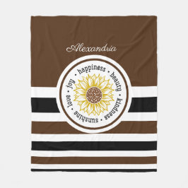 Braun und schwarz Streifen Inspirationsblume Fleecedecke