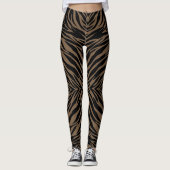 Braun- und schwarzer Zebradruck Leggings (Vorderseite)