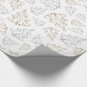 Braun und Silber Elegantes Weihnachtsbaummuster Geschenkpapier (Ecke)