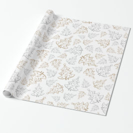 Braun und Silber Elegantes Weihnachtsbaummuster Geschenkpapier