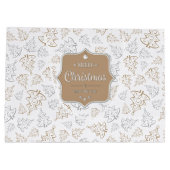 Braun und Silber Elegantes Weihnachtsbaummuster Große Geschenktüte (Rückseite)