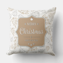 Braun und Silber Elegantes Weihnachtsbaummuster Kissen