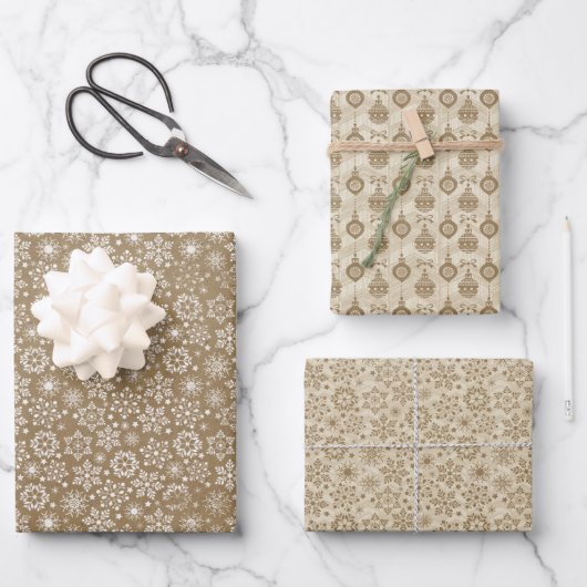 Braun und Tan Craft Weihnachten Geschenkpapier Set (Vorderseite)