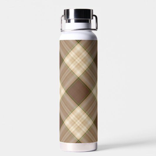 Braun und Tan Kariert Trinkflasche (Rückseite)