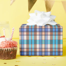 Braun und Türkis Kariert Geschenkpapier
