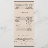 Braun- und Türkisband Starfish Hochzeitsprogramm Programm (Rückseite)