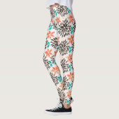 Braun- und Türkisfarben Muster für die Blume Leggings (Links)